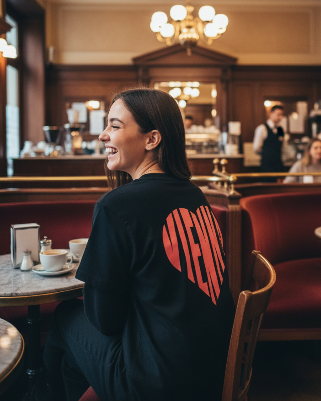 VIENNA HEART Red - Layered Long Sleeve Oversized Tee