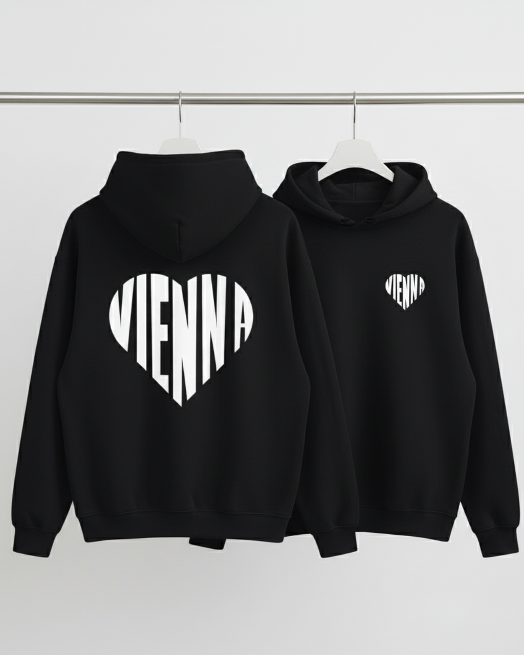 VIENNA HEART White - Fleeced Boxy Hoodie