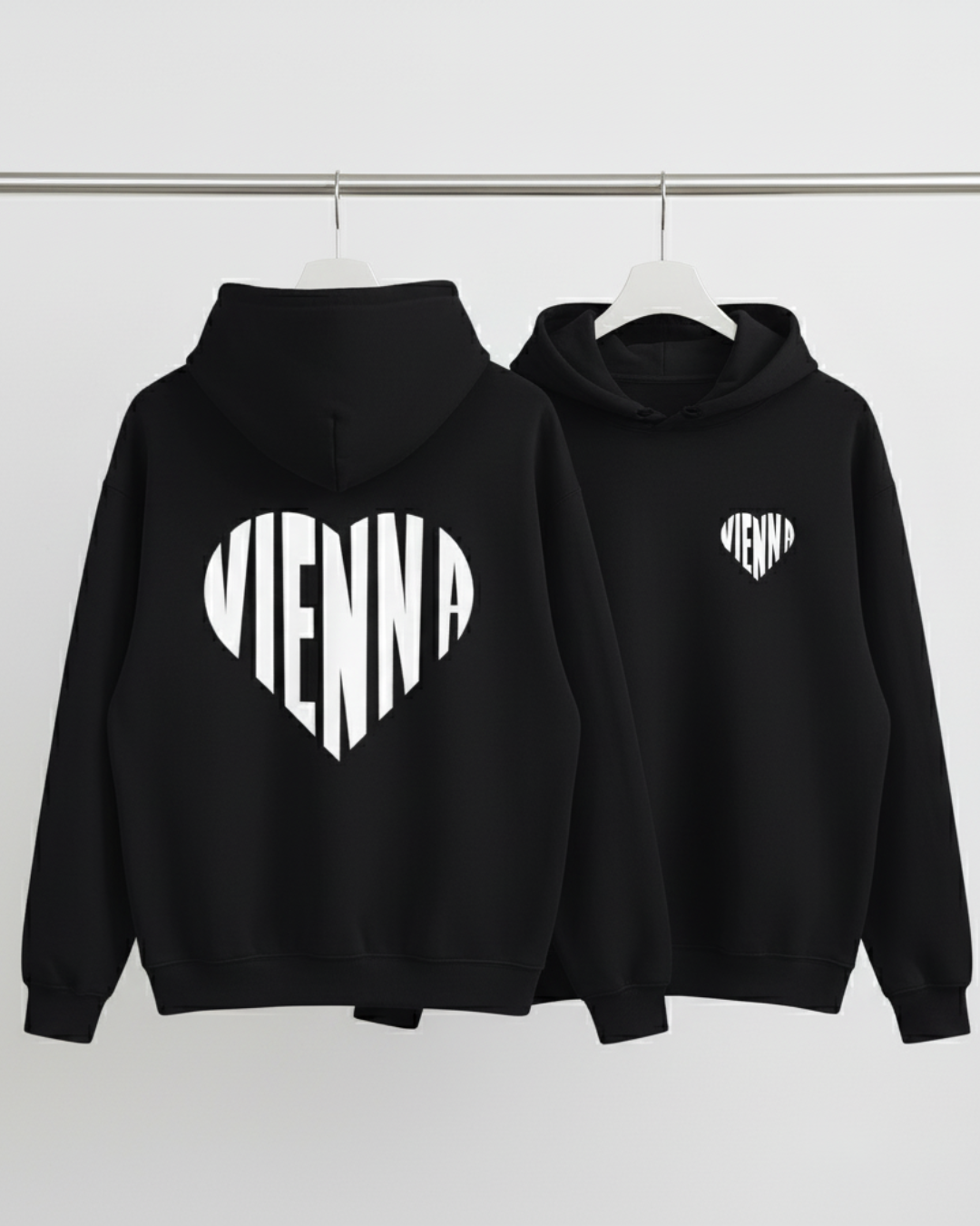 VIENNA HEART White - Fleeced Boxy Hoodie