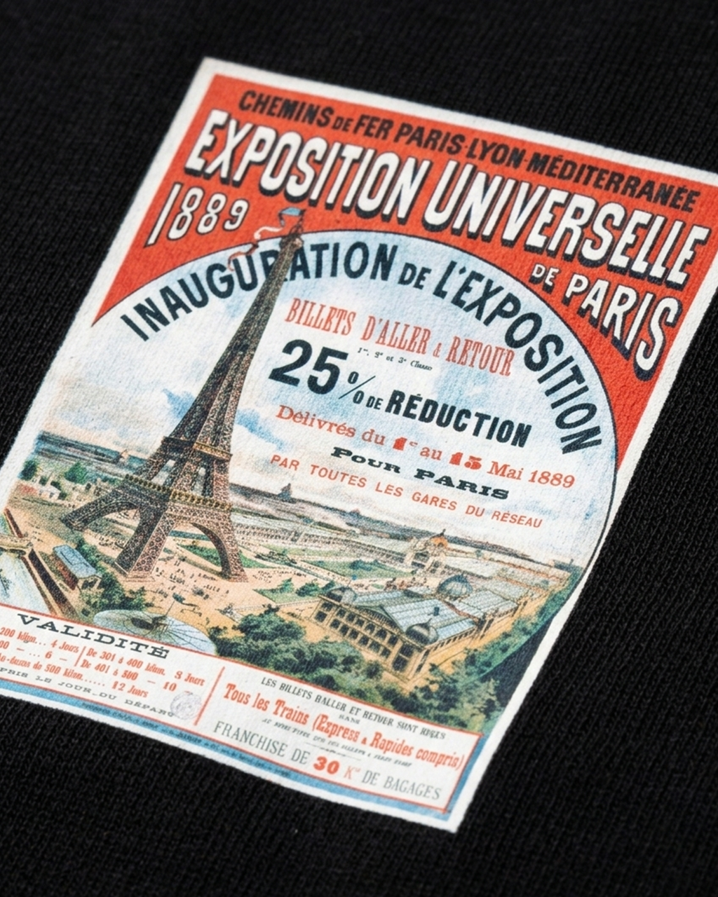 Poster Eiffel Tower - Unisex Sueded Cotton T-Shirt