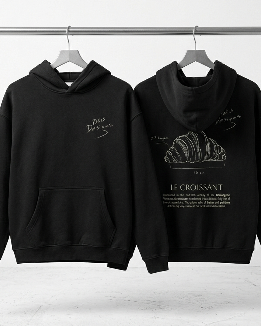 Croissant Paris Design - Oversize Fleeced Hoodie