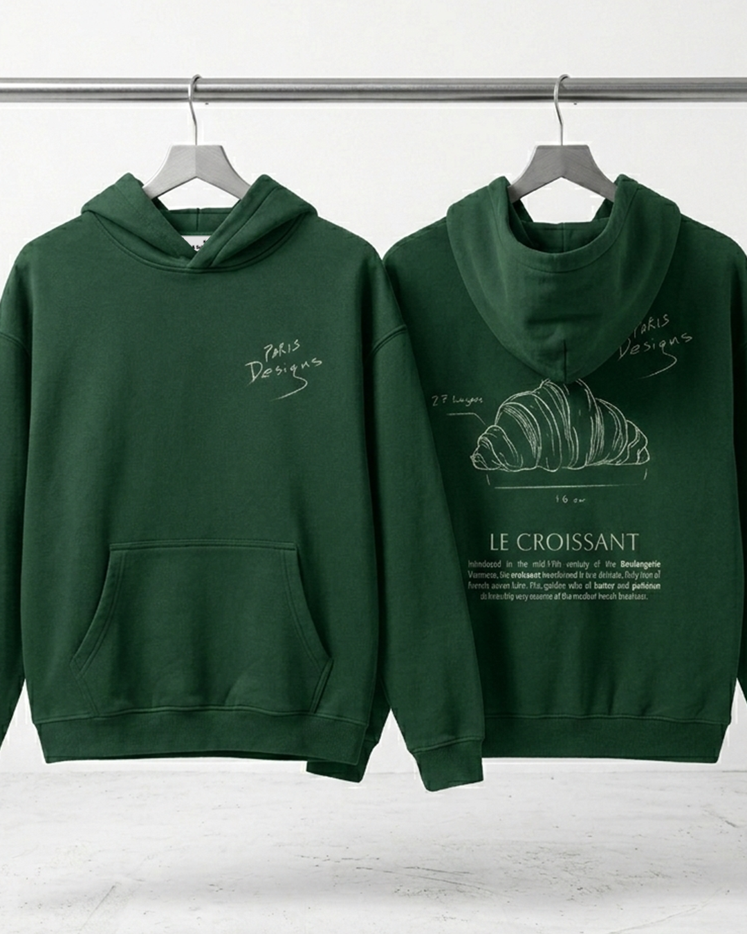 Croissant Paris Design - Oversize Fleeced Hoodie