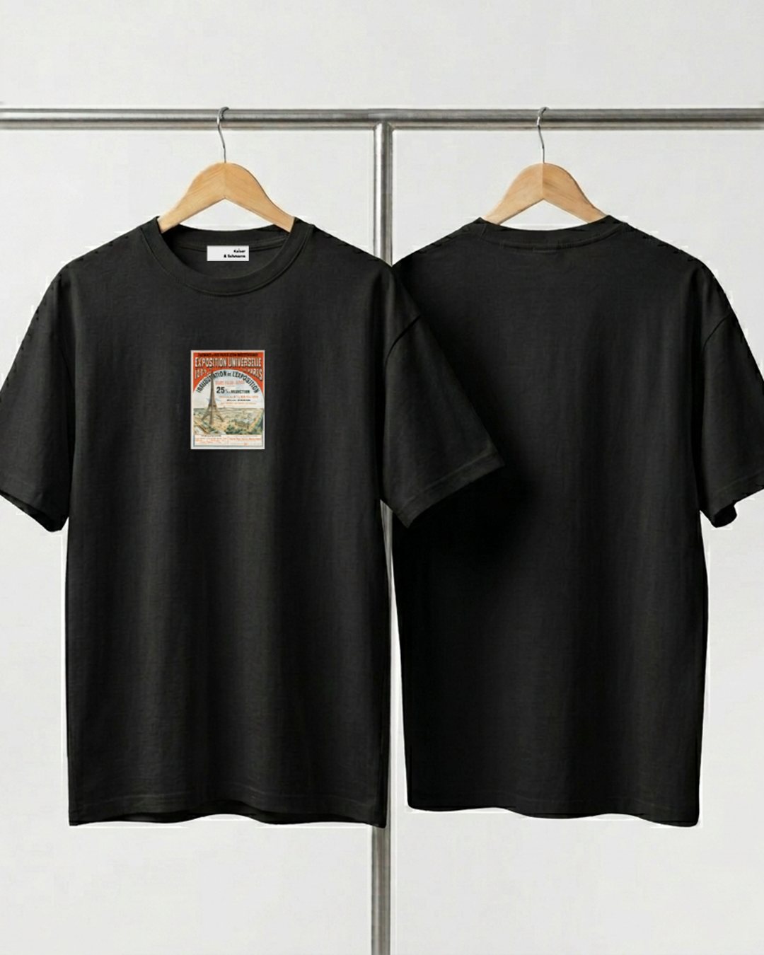 Poster Eiffel Tower - Unisex Sueded Cotton T-Shirt